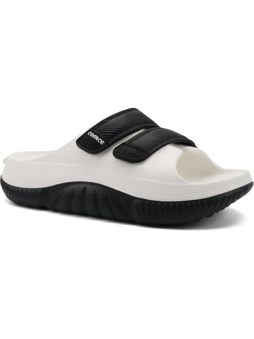 Men's Black&White Recovery Sandals Orthopaedic Walking Slides Adjustable Thick